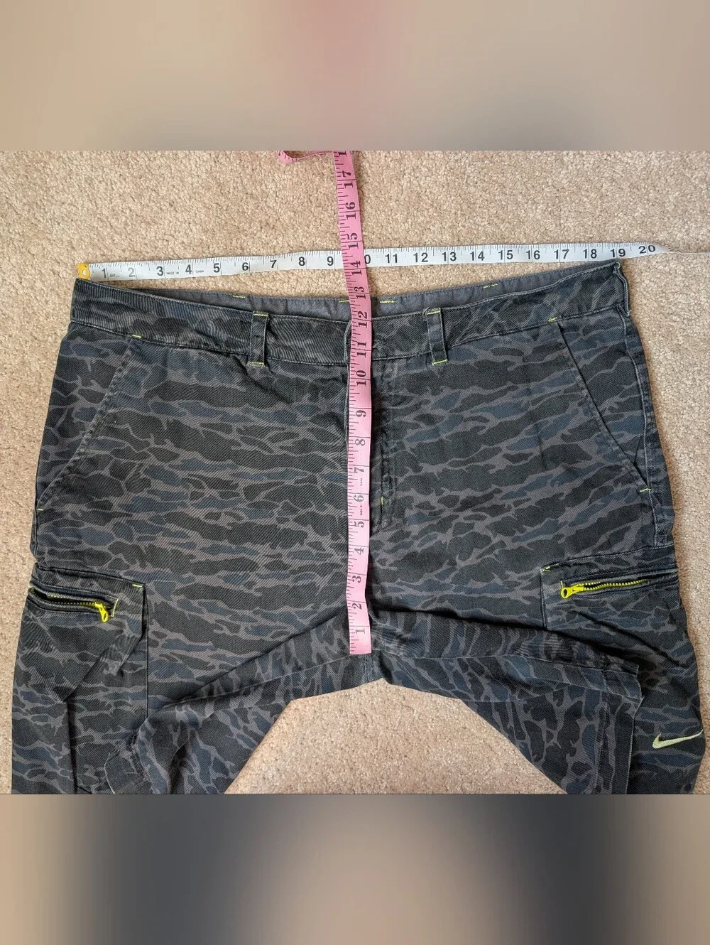 Nike The Athletic Dept. Y2K Gray Black Blue Neon Duck Camo Cargo Shorts